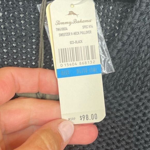 Tommy Bahama Sweetzer Black V-Neck Pullover Lightweight Sweater Size XL NWT - Picture 6 of 8